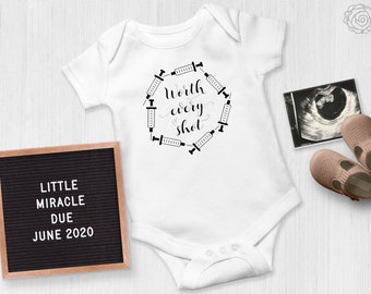 Worth Every Shot Onesie® | IVF Infant Bodysuit | Pregnancy Announcement Onesie®