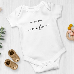 Personalized Baby Name Onesie® Monogram Baby Shirt Custom Pregnancy Announcement image 2