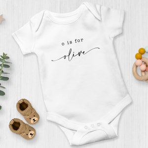 Personalized Baby Name Onesie® Monogram Baby Shirt Custom Pregnancy Announcement image 1