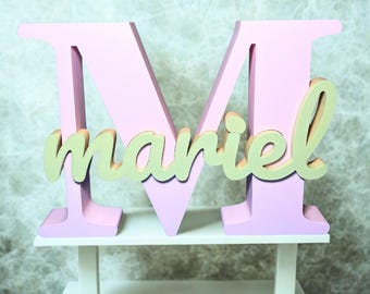 Personalized Layered Name Sign | Custom 3D Initial Decor, Nursery Name Art
