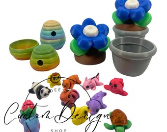 Tiny Mystery Mini Flexi Animal Packs Come in either A Beehive or a Flower Pot, Tiny Flexi Pets