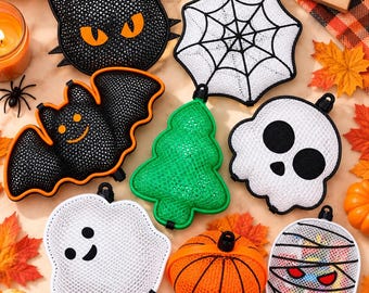 Halloween Candy Holder, 3D Printed Thermoformed Treat Bowl, Ghost Bat Pumpkin Skull Spiderweb Cat Christmas Tree Candy Dish