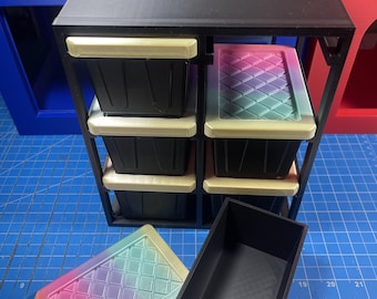 Mini Tote Storage Crates with Lids, 3D Printed Desk Organizer Set