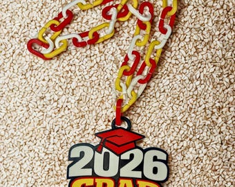 2026 Grad Hype Chain Necklace | 3D Printed Senior Graduation Party Accessory