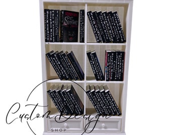 Miniature Bookcase with 2 Drawers / Mini Books / Bookshelf / Miniatures / Doll House Furniture