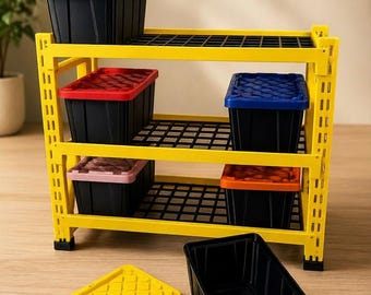Mini Tote Storage Shelf, 3D Printed Organizer, Miniature Garage Rack, Desk Decor, Craft Storage Prop