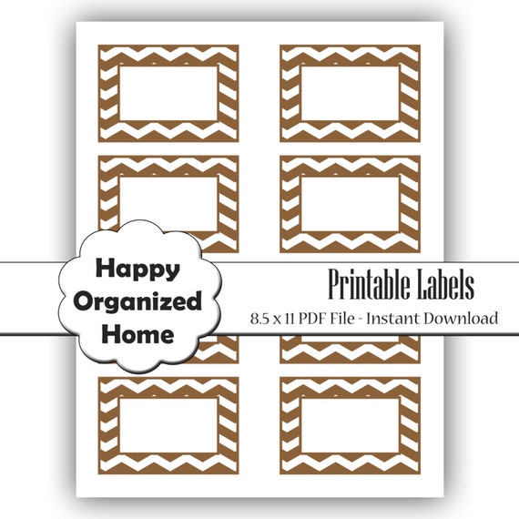Items similar to Instant Download - Chevron Printable Labels Tags Brown - PDF Download. Print at ...