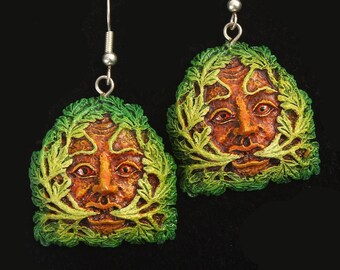 Green Man Earrings