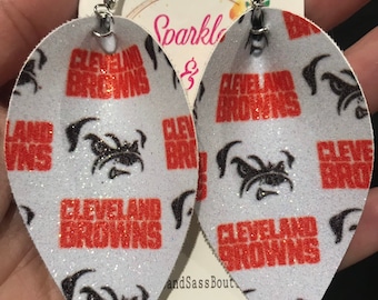 Sparkly Cleveland football earrings