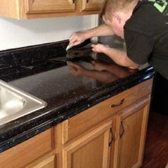 Peel And Stick Black Emerald Granite Marble Countertop Vinyl Etsy