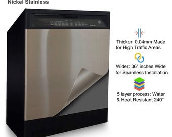 EZ Faux Decor Stainless Steel Peel and Stick Countertop Vinyl Contact Paper Heat Resistant Waterproof Wallpaper Kitchen Appliances Wrap