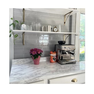 Ezfauxdecor White Gray Marble Countertop Vinyl Wrap Update, Peel and Stick Contact Paper, Heat and Water Resistant