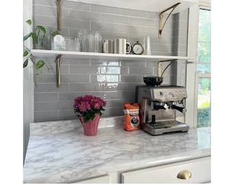 Ezfauxdecor White Gray Marble Countertop Vinyl Wrap Update, Peel and Stick Contact Paper, Heat and Water Resistant