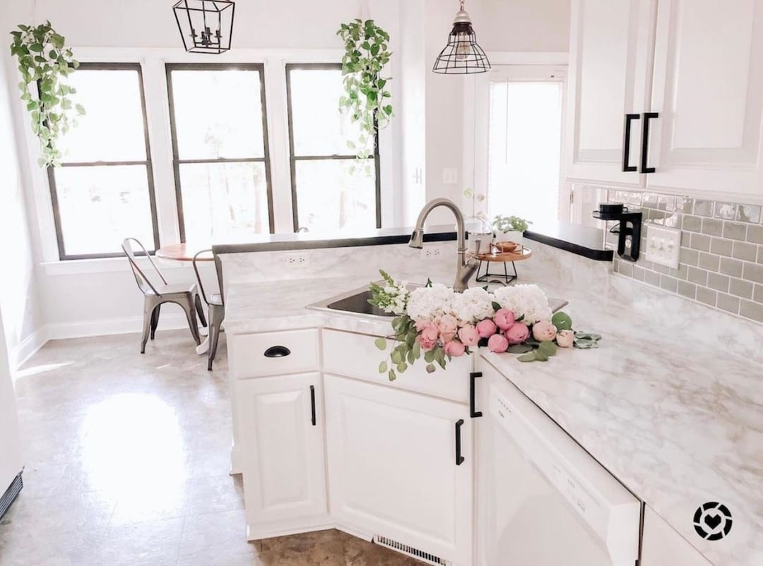 Home Improvement Kitchen Peel and Stick Countertop Wallpaper White ...