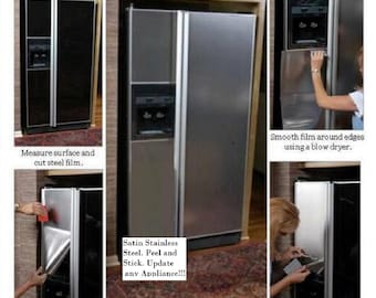 Ez Faux Decor Stainless Steel Wrap for Appliances Self Adhesive Waterproof Brushed Nickel Silver Contact Paper Dishwasher Cover Fridge Skin