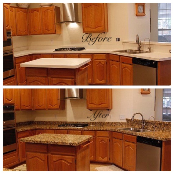 Instant Peel And Stick Vinyl Countertop Update Gold Granite Etsy