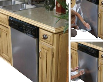 EzFauxDecor Stainless Steel Overlay to Update Dishwasher Peel & Stick Appliance Wrap | Brushed Nickel Vinyl, Removable, Easy DIY Upgrade