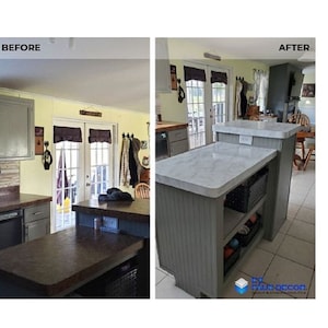 EZ Faux DECOR Peel and Stick Kitchen Countertop Update Vinyl Wrap White Gray Marble Contact Paper Waterproof , Heat Resisiant, Durable, Wide