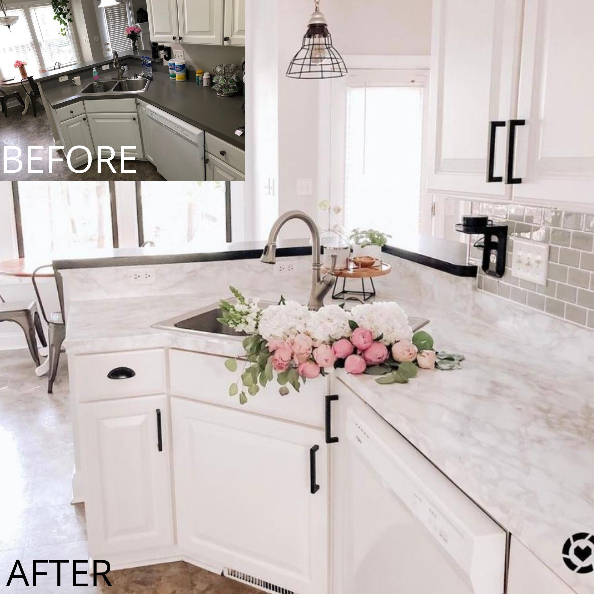 Ez Faux Decor White Gray Marble Kitchen Countertop Update