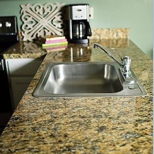 Ez Faux Decor Waterproof Gold Granite Contact Paper for Countertops Self Adhesive Vinyl Countertop Peel and Stick Backsplash Kitchen Decor