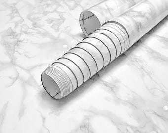 Ez Faux Decor Peel and Stick Contact Paper to Update Countertop Cover Self-Adhesive White Marble Vinyl Film Waterproof Thick, Heat Resisiant