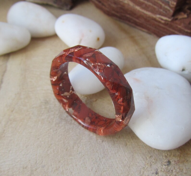 Red jasper ring Stone ring Red stone ring Mens red ring Men stone ring Resin ring Faced mens ring Thin mens ring Chakra ring Zodiac gift