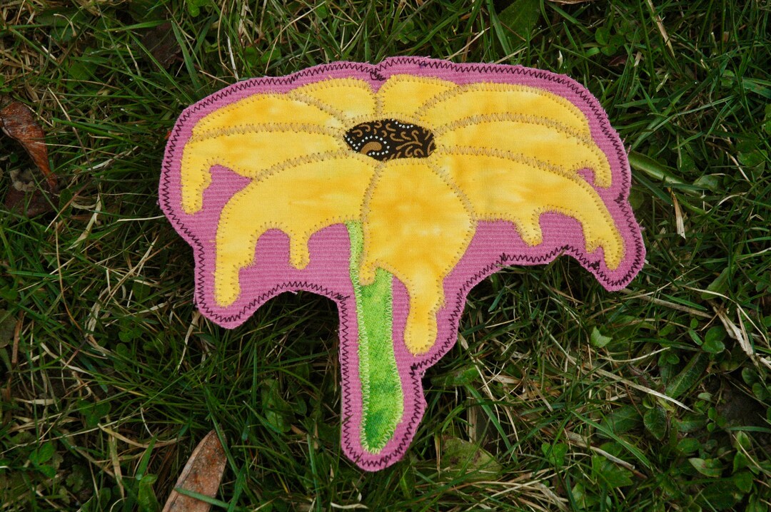 Psychedelic Flower. Melting Sunflower. Flower Power. Patchwork Etsy