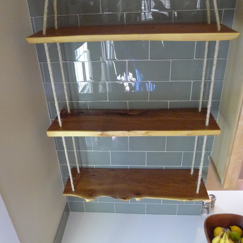 Rustic Hanging Wood Shelves Etsy