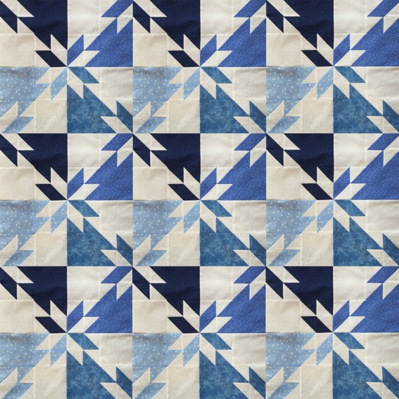 Beautiful Blue Hunters Star Quilt Precut Block Kits 40 Etsy