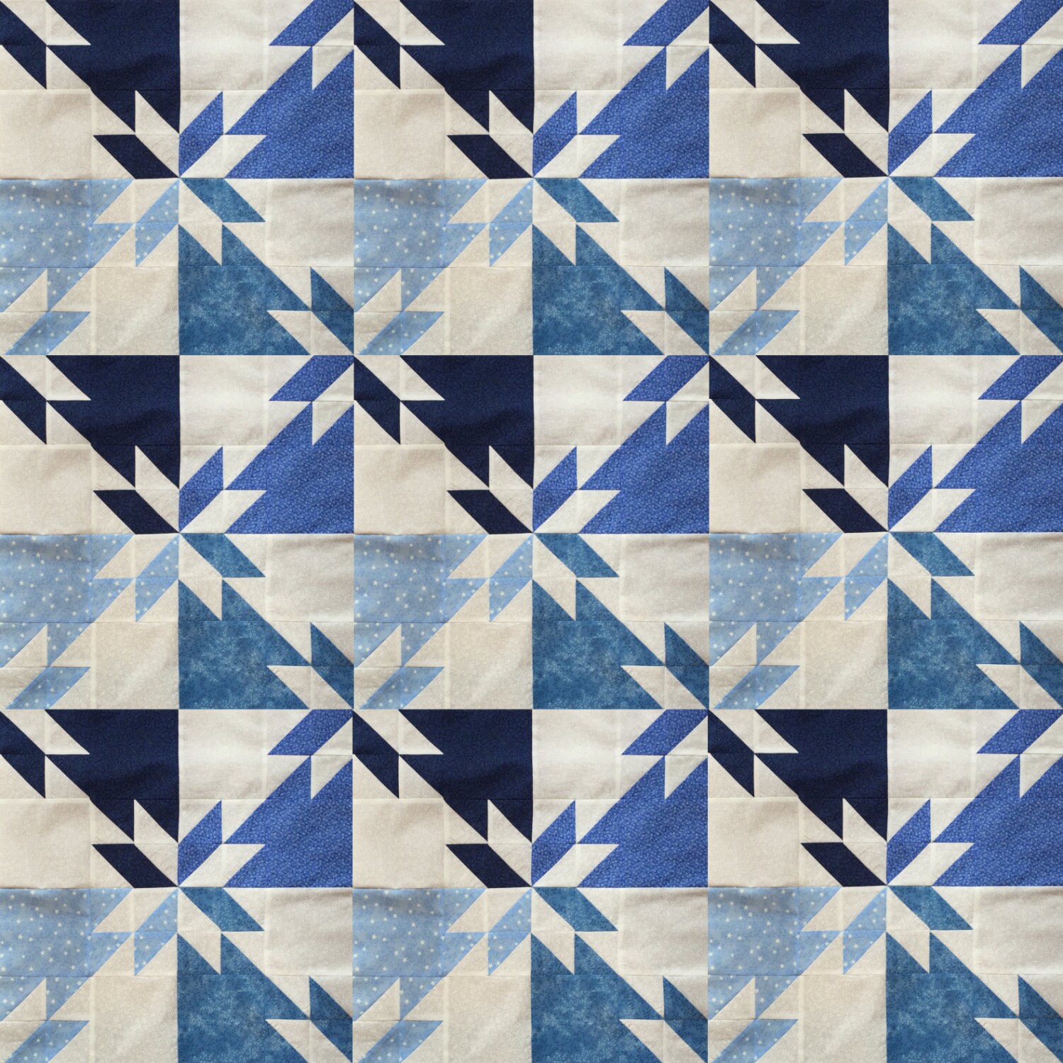 Beautiful Blue Hunters Star Quilt Pre-cut Block Kits 40" x 50", L@@K!!