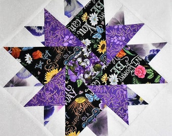 Beautiful 9 Purple Peonies Quilt Pre-cut Block Kits, L@@K!!
