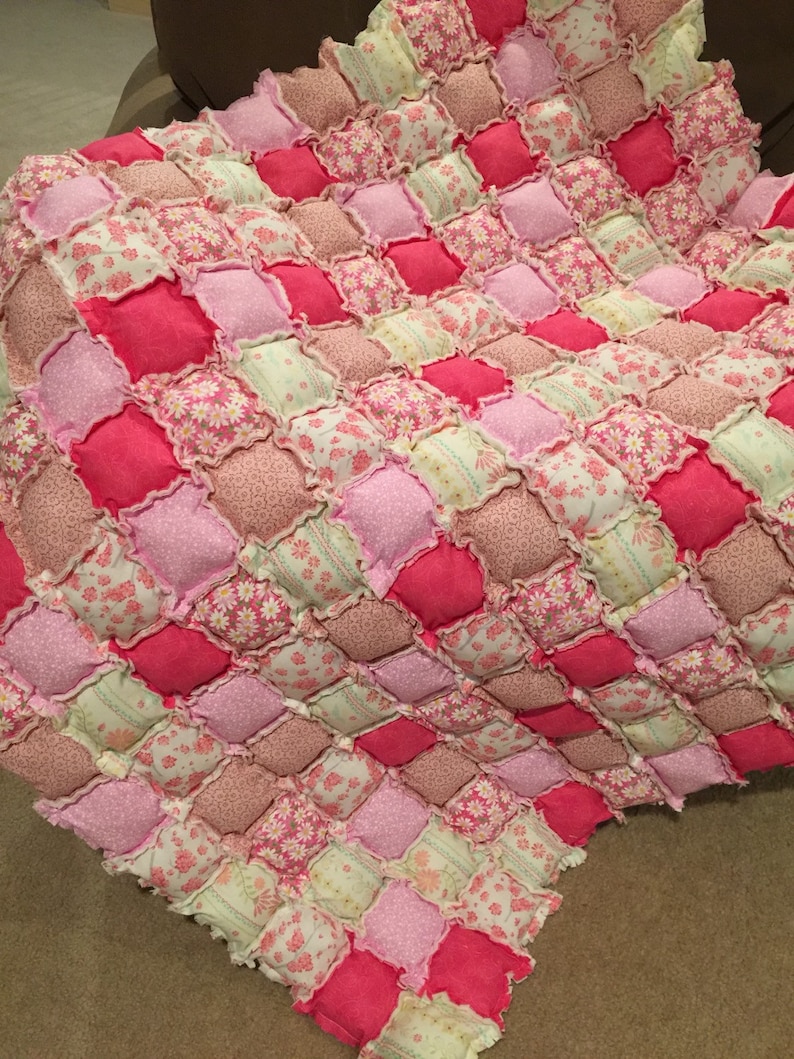 Beautiful Baby / Toddler Girl Puffy Rag Quilt KITS, Handmade by Shea L. image 4