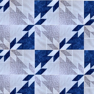 Beautiful Blue & Gray Hunters Star Quilt Pre-cut Block Kits 40&quot; x 50&quot;, L@@K!!