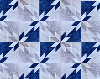 Beautiful Blue & Gray Hunters Star Quilt Pre-cut Block Kits 40&quot; x 50&quot;, L@@K!!