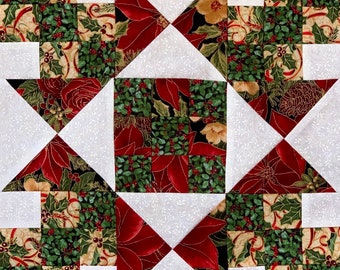 Beautiful 9 Christmas Stars Chain Quilt Pre-cut Block Kits, L@@K!!