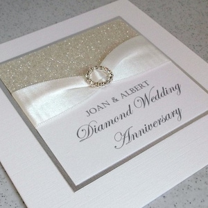 Tarjeta de aniversario de bodas de diamante, moderna, de diseñador