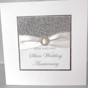 Carte 25e anniversaire, félicitations de mariage en argent, fait main