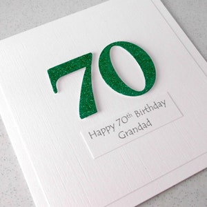 Handgemachte Karte zum 70.Geburtstag, personalisiert, kann jedes Alter sein, Papa, Großvater, Sohn, Bruder, Onkel, Ehemann, Freund, Stiefvater, 80er, 60er, 50er