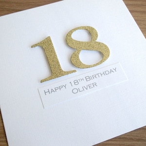 Cartão de aniversário de 18 anos feito à mão, personalizado para qualquer idade ou nome