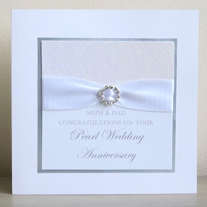 Carte de félicitations pour le 30e anniversaire de mariage de perles, personnalisée, faite main