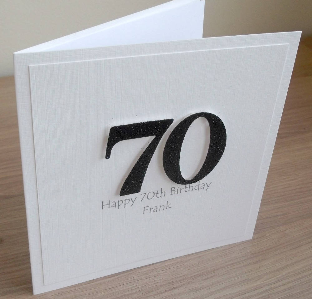 Handmade 70th Birthday Card, Personalized, Can Be Any Age or Colour ...