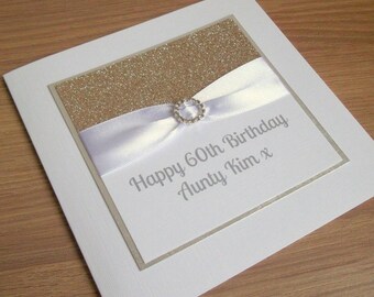 Handmade 60th birthday card, personalised, 18th, 21st, 30th, 40th, 50th, 70th, 80th, 90th, 100th, auntie, grandma, sister, daughter, mum mom