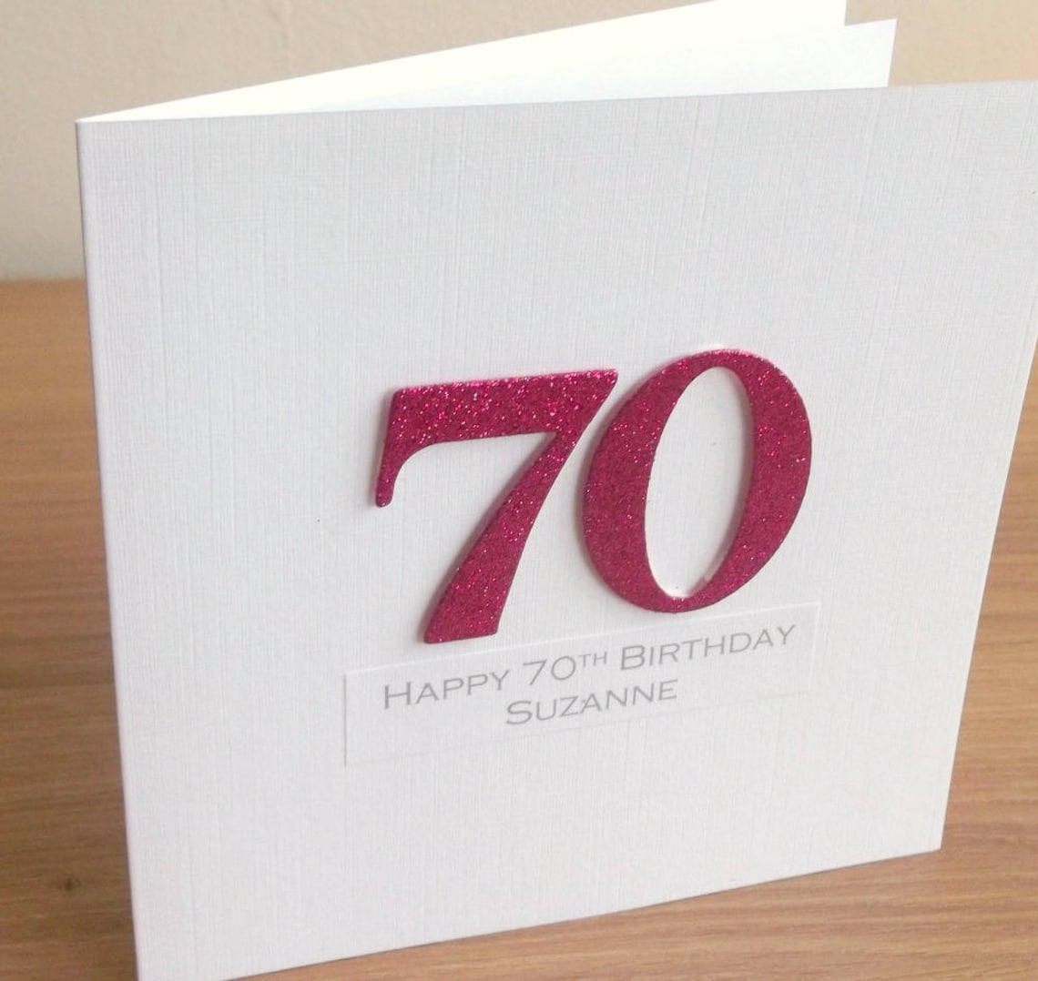 Handmade 70th Birthday Card, Personalized, Can Be Any Age, Mum, Dad ...