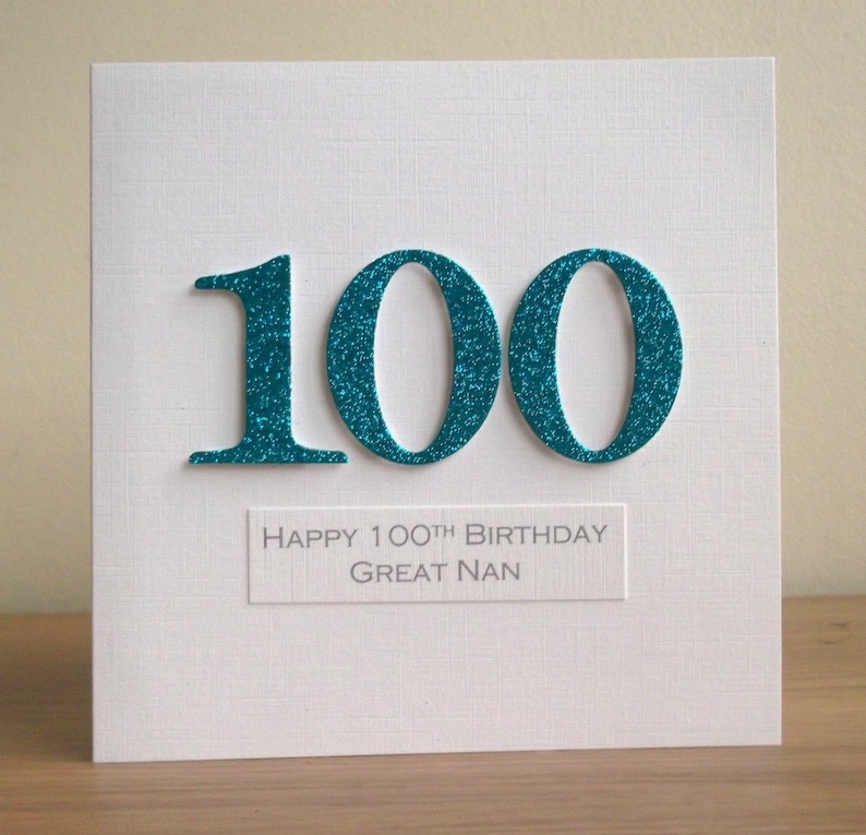 Handmade 100th birthday card personalized can be any age