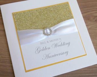 50th golden wedding anniversary card, modern, designer