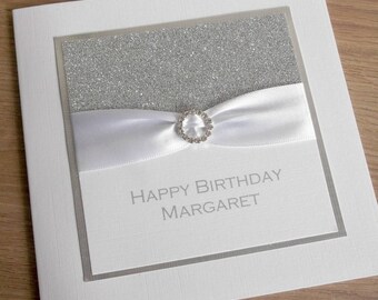 Handmade Glitter Birthday Card, Personalized with Name