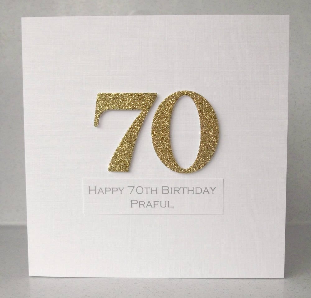 Handmade 70th Birthday Card, Personalized, Can Be Any Age, Mum, Dad ...