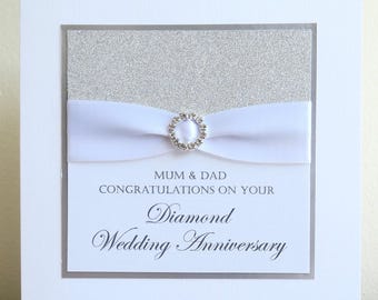 60th diamond wedding anniversary handmade card with personalisation