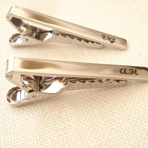 Personalized Groomsmen&#39;s gift...Gold or Silver custom engraved Tie Clip, Skinny Tie Pin, Best mans gift, gift for him, Man&#39;s accessory