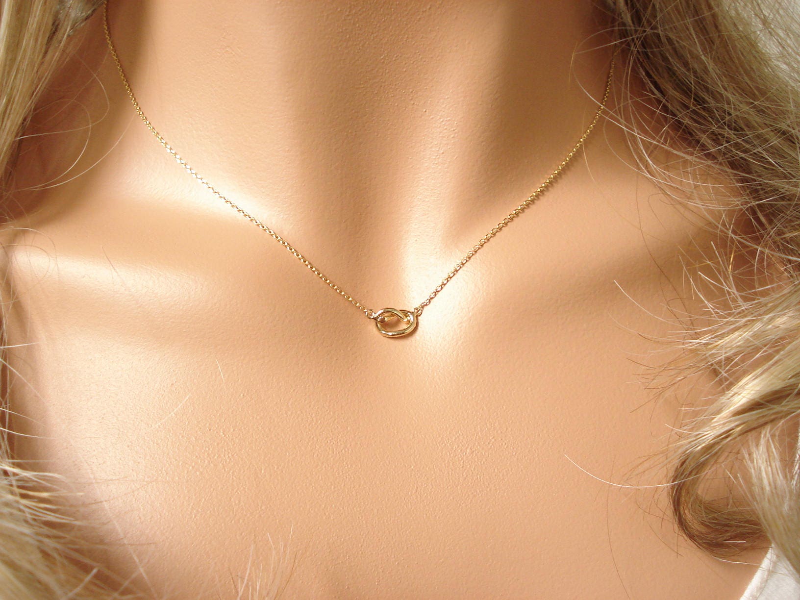 Tiny gold knot necklace..simple handmade jewelry everyday Etsy
